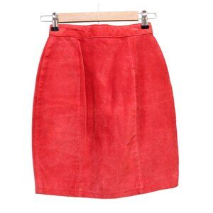 Vintage 90s Y2K The Limited Suede Leather Skirt Size 4 Classic Red Punk Rock